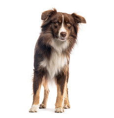 american shepherd dog standing on white background