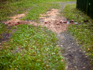 Obraz premium pothole temporarily repaired