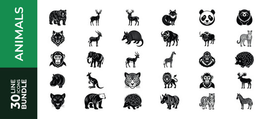 Naklejka premium 30 Animal Icon Set Art for Pet and Animal Designs