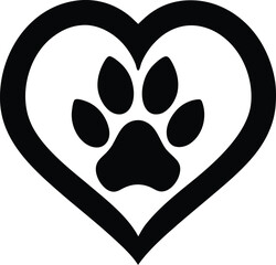 Paw Print in Heart Icon