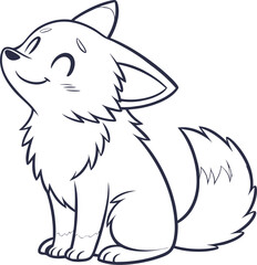 Cute Cartoon Fox Cub Sitting and Smiling Outline Drawing – Adorable Baby Animal Line Art Illustration for  Pages, Kids Books, Stickers, and Digital Artwork