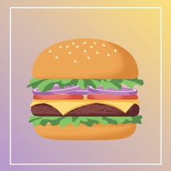 Delicious illustration of a classic hamburger
