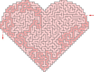 Minimalist vector heart puzzle isolated on white. High complexity game for adults and kids. Love theme perfect for Valentine's Day challenges.