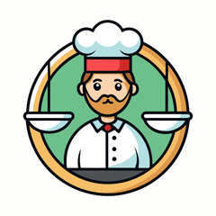 Modern circle-based chef icon vector design with symmetrical balance, minimalist cooking logo, professional culinary branding illustration for restaurants
