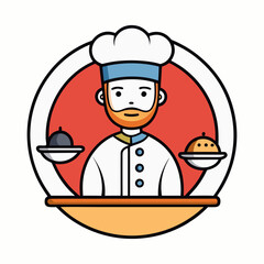 Modern circle-based chef icon vector design with symmetrical balance, minimalist cooking logo, professional culinary branding illustration for restaurants