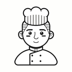 Minimalist line grid chef face vector illustration with clean stroke work, modern culinary logo design, professional restaurant branding artwork