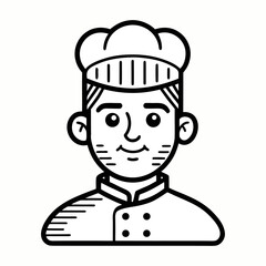 Minimalist line grid chef face vector illustration with clean stroke work, modern culinary logo design, professional restaurant branding artwork