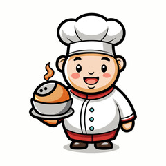 Creative Dumpling Chef Vector Illustration with Steamy Dumpling Hat | Unique Asian Food Logo Design for Restaurants, Cafes, and Branding