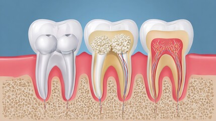 Vector diagram of wisdom teeth removal process