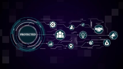 Digital protection and cybersecurity concepts. business technology virtual screen background. performance metrics, and business insights from large data sets ,network , business ,technology concept  - Powered by Adobe