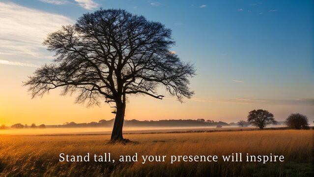 Stand Tall and Inspire Like a Majestic Tree at Sunrise.
