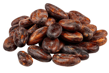 Obraz premium Heap of cocoa beans isolated on white background