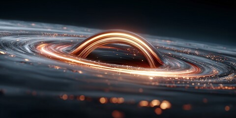 massive black hole, with light bending around its event horizon