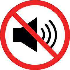 No sound, no noise, prohibition sign vector illustration.