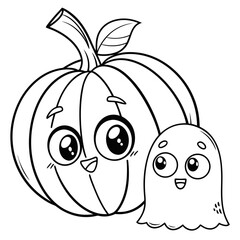 Obraz premium Halloween pumpkin and ghost illustration