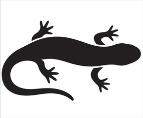 Silhouette of lizard reptile crawling isolated on white vector illustration