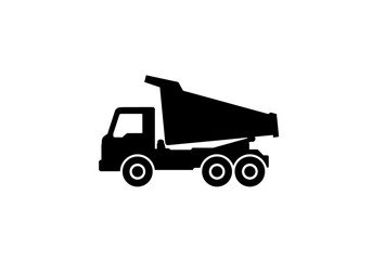 Bold silhouette of a dump truck, symbolizing construction and heavy industry transport operations