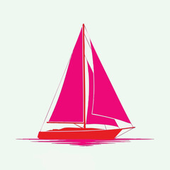 create Simple pink and red sailboat graphic silhouette victor art