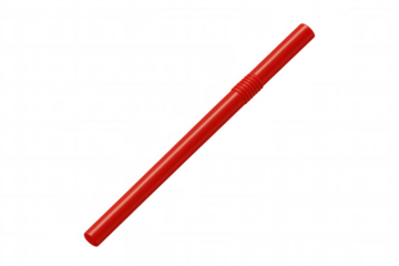Classic red drinking straw isolated on transparent background, perfect for adding a touch of color to beverage presentations