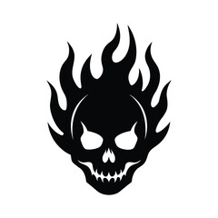  silhouette of a flaming skull icon 