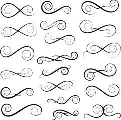Obraz premium Isolated need Swirl and Spiral Vector Set – Abstract Decorative Elements for Logos, Patterns, and Designs on white Background.