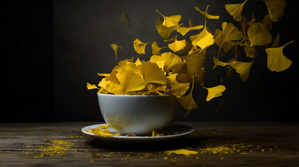 Autumn vibes with warm colors, fallen leaves, and serene outdoor moments in an artistic fashion scene