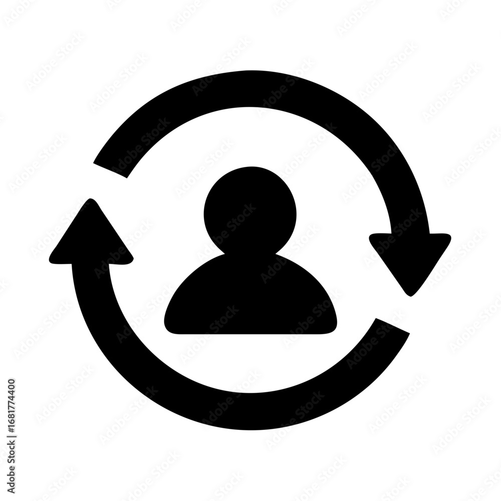 Poster user profile synchronization update icon vector illustration for social media and apps design