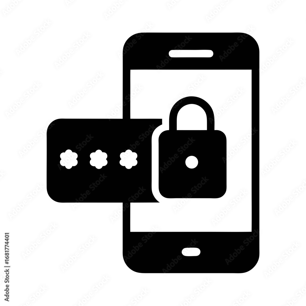 Aufkleber secure mobile phone with password and lock for data protection and privacy on smartphone device