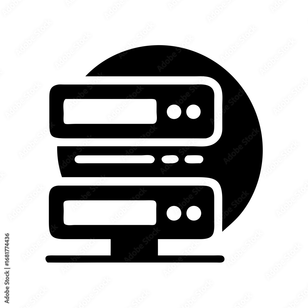 Poster server data center network computer hosting storage database cloud computing technology icon vector
