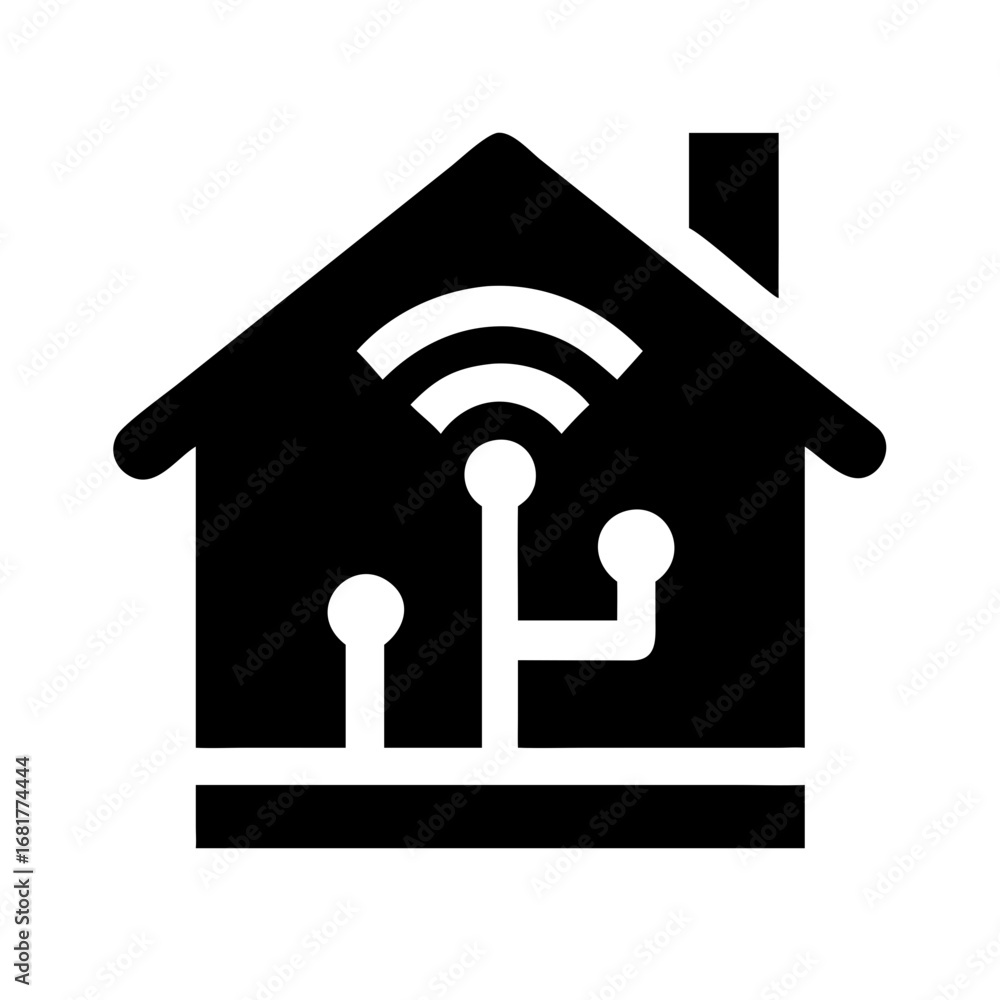 Aufkleber smart home automation system icon for iot devices and wireless technology connection concept design