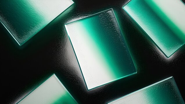 Futuristic Emerald Gradient &mdash; A rich, saturated mix of emerald, jade, and white tones in grainy glass texture, glowing softly against deep black. Light shimmer and abstract refractions enhance its cyb