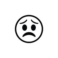 Simple sad face icon with outline on white background