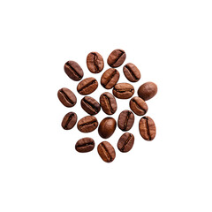 Obraz premium A pile of roasted coffee beans scattered in a circular pattern isolated on transparent background