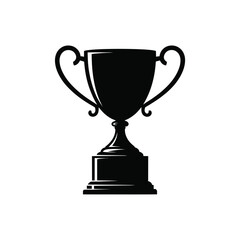 Classic silhouette trophy cup with handles on a pedestal