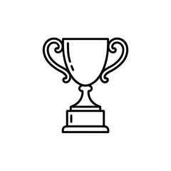 Simple line art icon of a classic trophy cup with handles