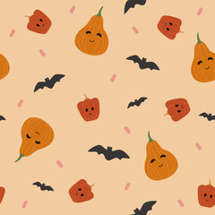 Cute halloween seamless pattern. Fabric, wallpaper, wrapping paper.