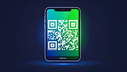 Smartphone displaying a QR code. Modern graphic