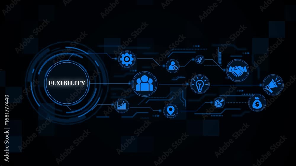 Aufkleber abstract illustration of flexibility in business concept. business technology virtual screen backgro