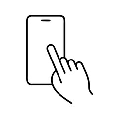 Hands holding Smartphone icon. containing Finger touching Smartphone, a hand operating a smartphone, vector illustration