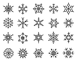 Set of Snowflakes Christmas design vector, snowflake winter icon symbol on white background