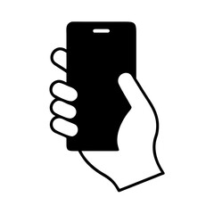 Hands holding Smartphone icon. containing Finger touching Smartphone, a hand operating a smartphone, vector illustration