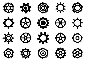 Gear icon set. Cogwheel collection in different shape. Gear wheel isolated on white background. Vector illustration