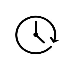 Clock icon. Passage time icon with arrow. vector illustration