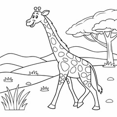 Giraffe with long neck and happy face