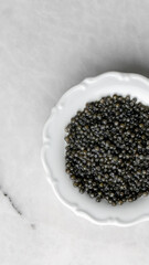 Glorious abyss of opulent black caviar, gourmet indulgence, reminiscent of Tsar's feast, ideal for...