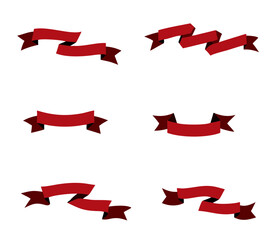 Red ribbon banner on white background vector image
