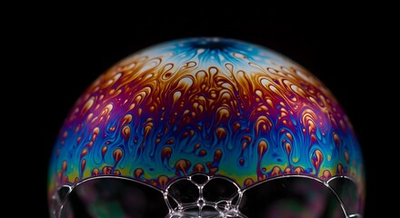 Iridescent Soap Bubble with Colorful Patterns.