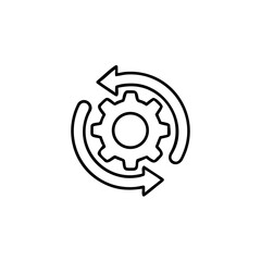 operation process icon thin line style with gearwheel, recycle engine concept, vector illustration