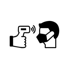 Check body temperature icon, contactless infrared thermometer Detection virus covid-19 outbreak, vector illustration