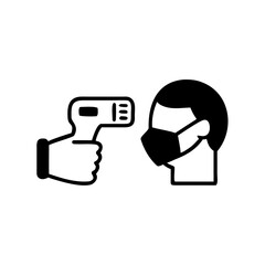 Check body temperature icon, contactless infrared thermometer Detection virus covid-19 outbreak, vector illustration